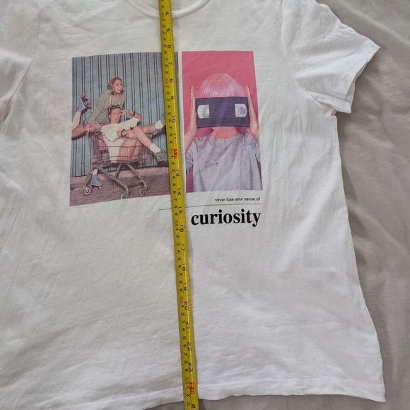 White Graphic T-Shirt with Curiosity Print - Picture 4 of 5